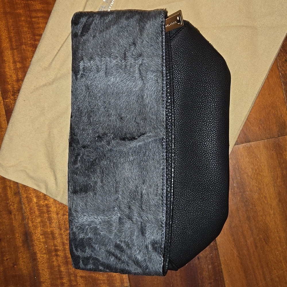 Michael Kors Black and Gray Fur Pouch